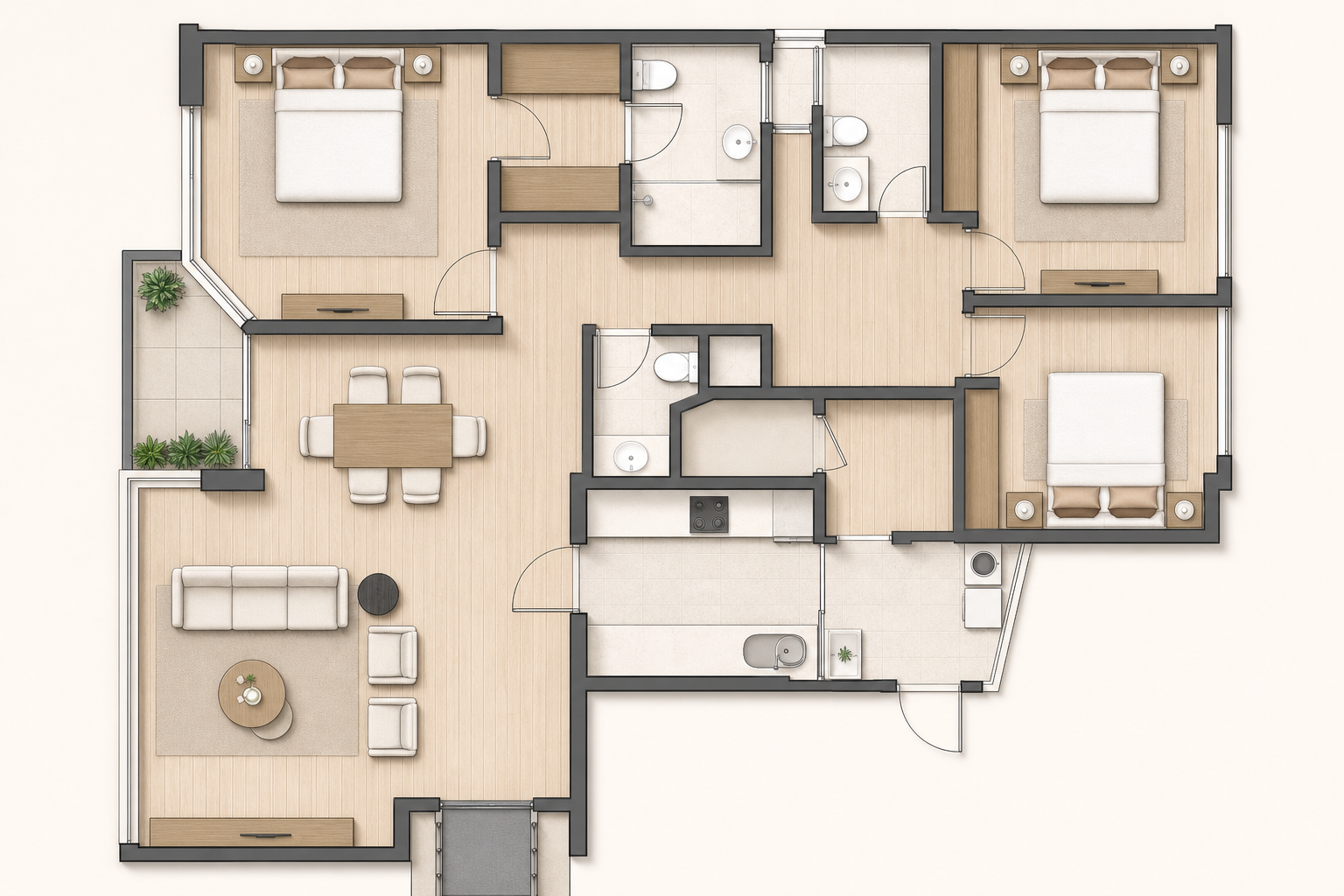 Single-level residence floor plan of The Kotosh Residence