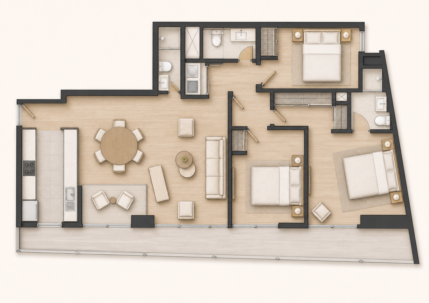 Single-level residence floor plan of The Maras Residence