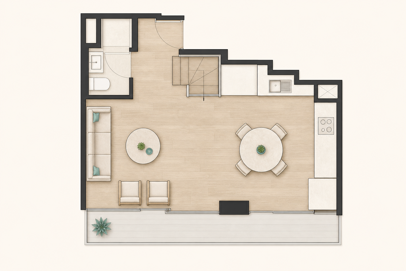 Level one floor plan of The Nazca Penthouse